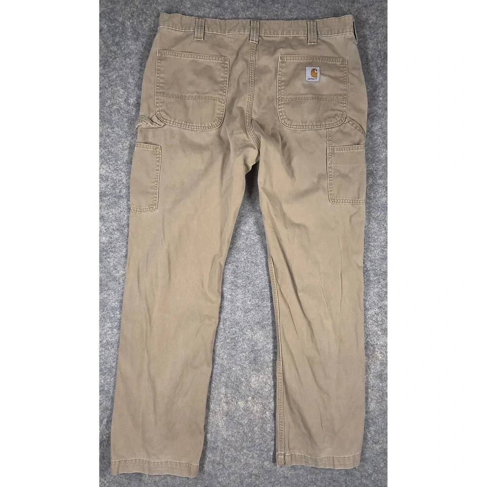 Carhartt B324 DKH Relaxed Fit Canvas Carpenter Pants Mens 36x32 Tan Distressed